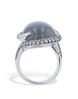 Grey Moonstone Diamond 18K White Gold Ring Rings Curated by H