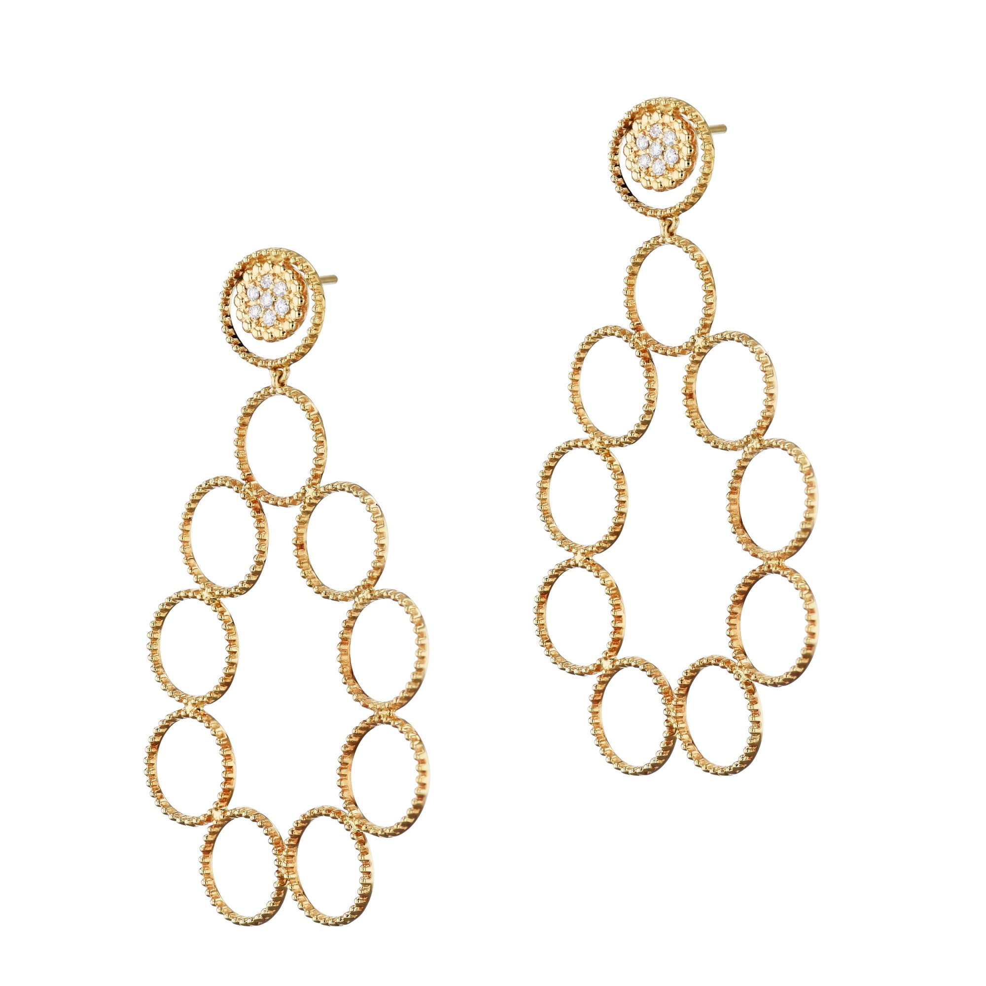 Pave Diamond Oval Wire Earrings Earrings Curated by H