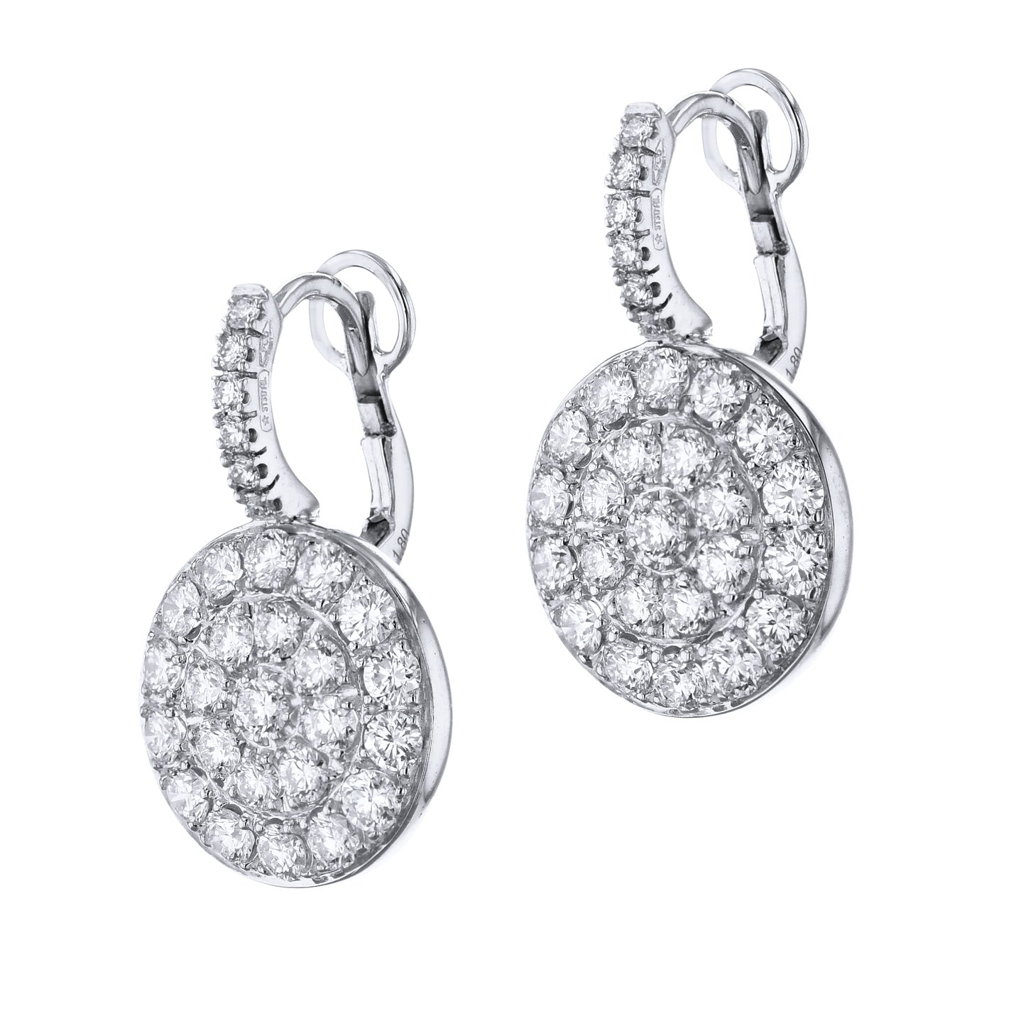 Pave Diamond Disc White Gold Drop Earrings Earrings Curated by H