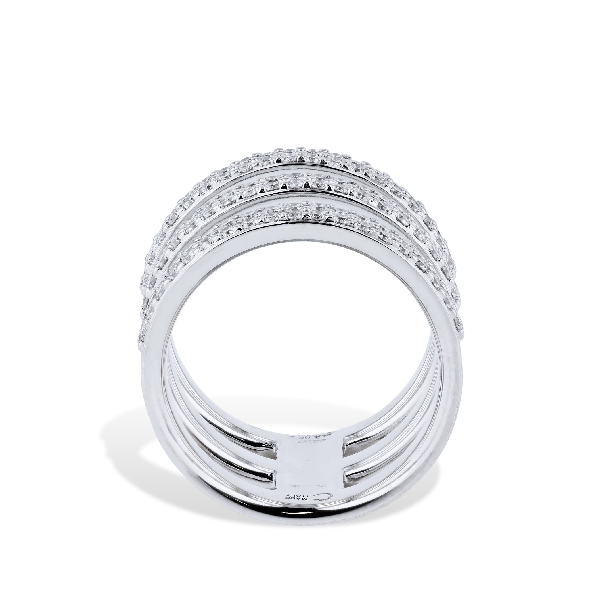 3 Band Pave Diamond White Gold Ring Rings Curated by H