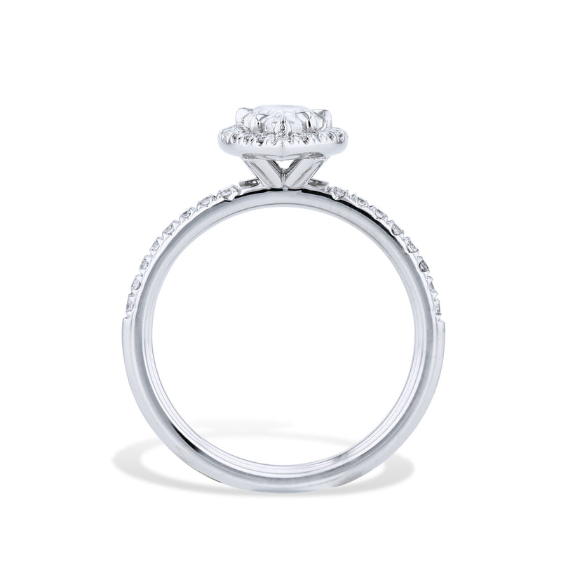 Platinum Pear Shaped Diamond and Pave Engagement Ring Rings H&H Jewels