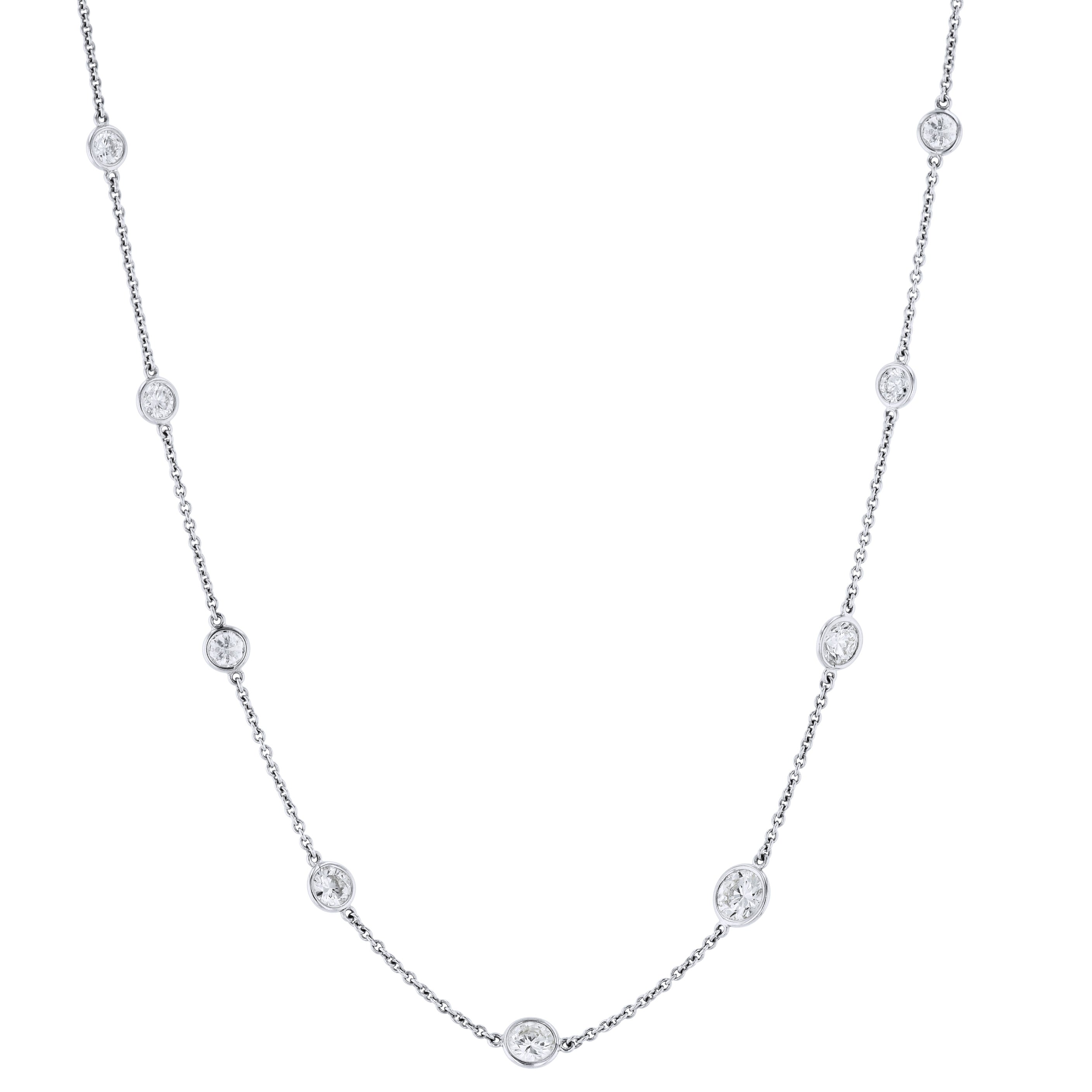 Diamonds By the Yard Bezel Set Platinum Necklace Necklaces H&amp;H Jewels