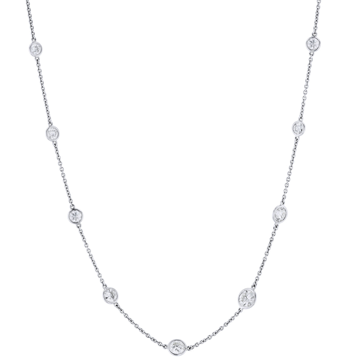 Diamonds By the Yard Bezel Set Platinum Necklace Necklaces H&H Jewels