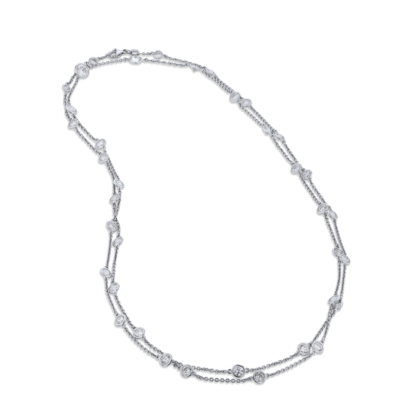 Diamonds By the Yard Bezel Set Platinum Necklace Necklaces H&H Jewels