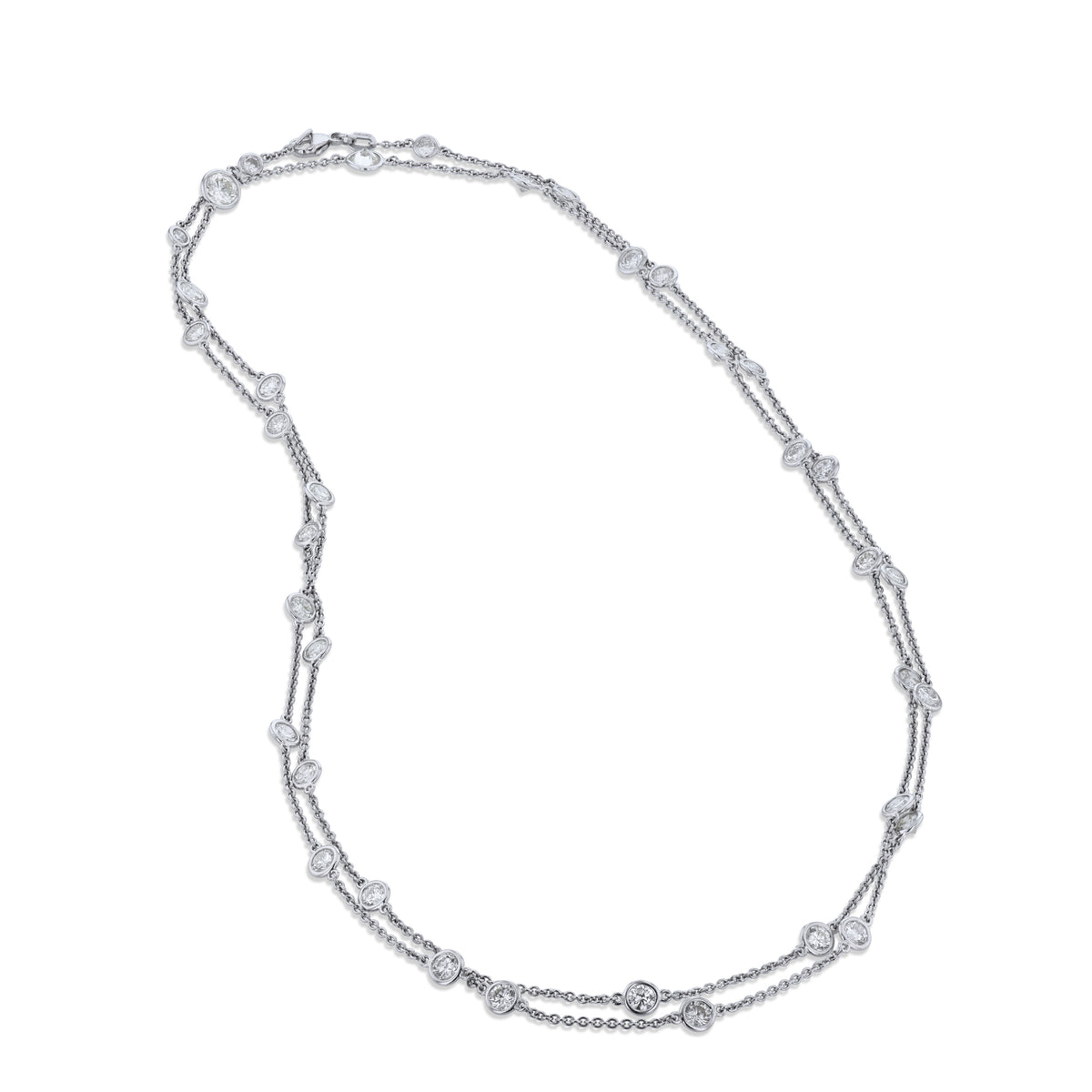 Diamonds By the Yard Bezel Set Platinum Necklace - Alternate View 1