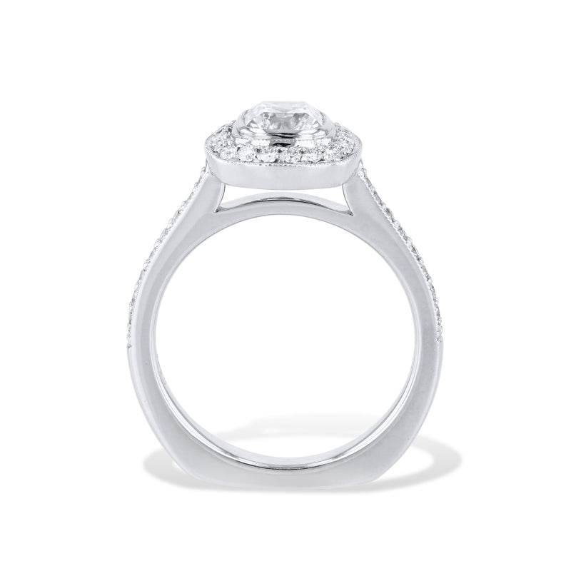 Brilliant Cushion Cut Diamond Platinum Engagement Ring Rings H&H Jewels