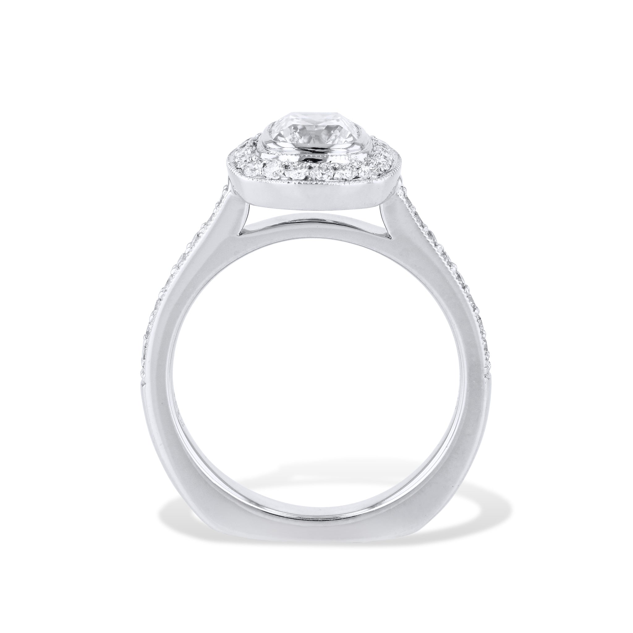 Brilliant Cushion Cut Diamond Platinum Engagement Ring Rings H&amp;H Jewels
