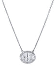 White Gold Oval Diamond Pave Pendant Necklace Necklaces H&H Jewels