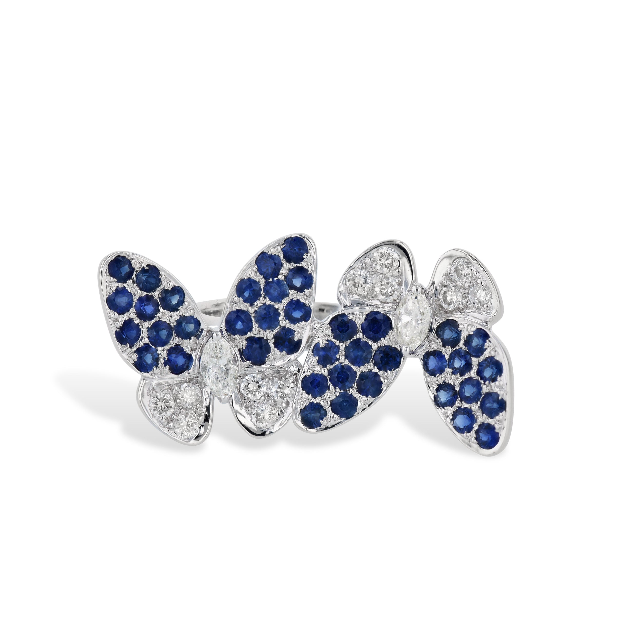 Butterfly Sapphire and Diamond White Gold Estate Ring Rings Estate &amp; Vintage