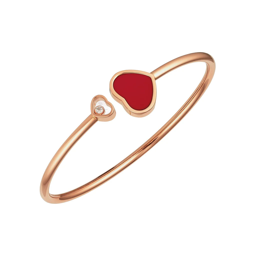 Rose Gold Happy Diamonds Red Heart Bangle Bracelet Bracelets Chopard