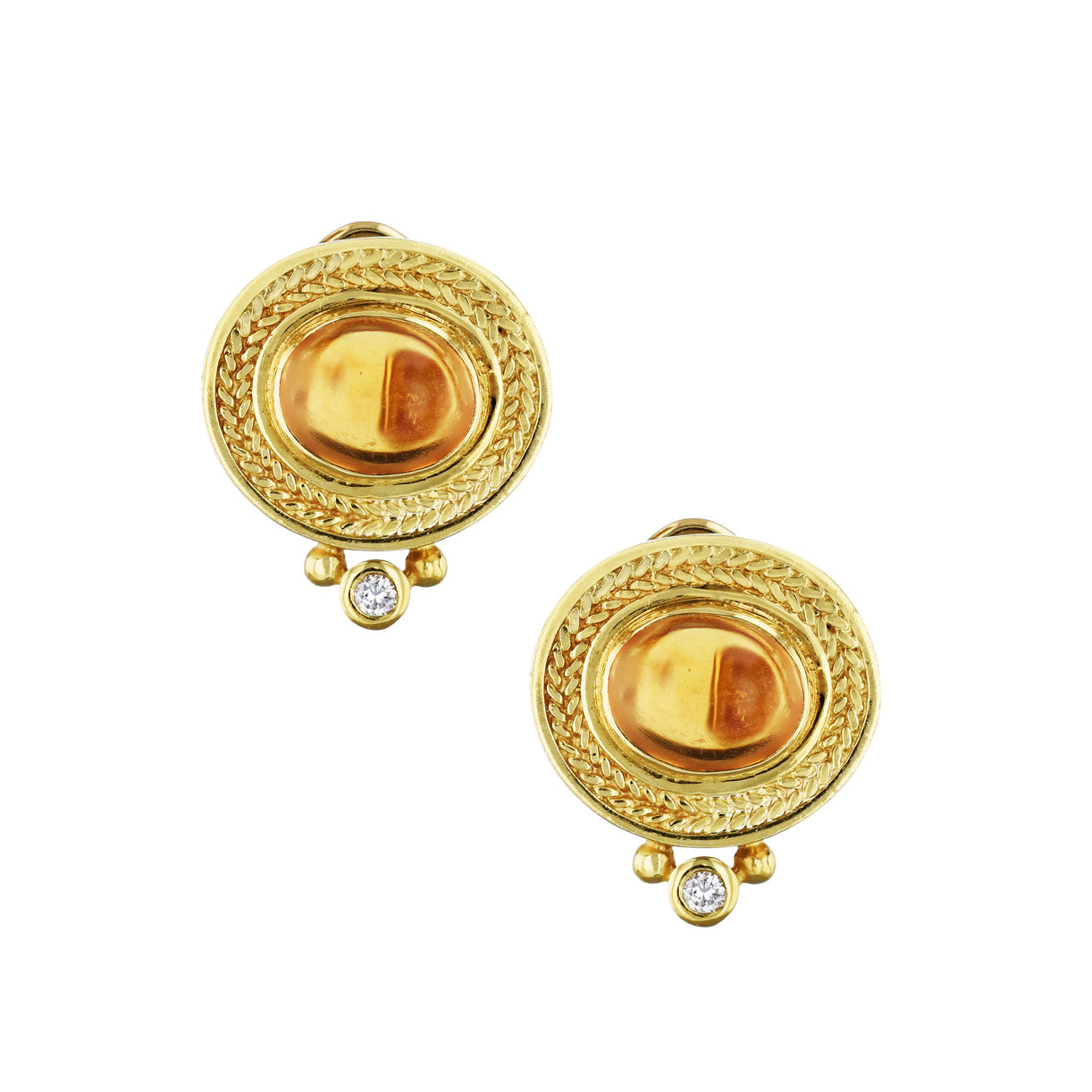 Seidengang Citrine Yellow Gold Diamond Estate Earrings Earrings Estate &amp; Vintage