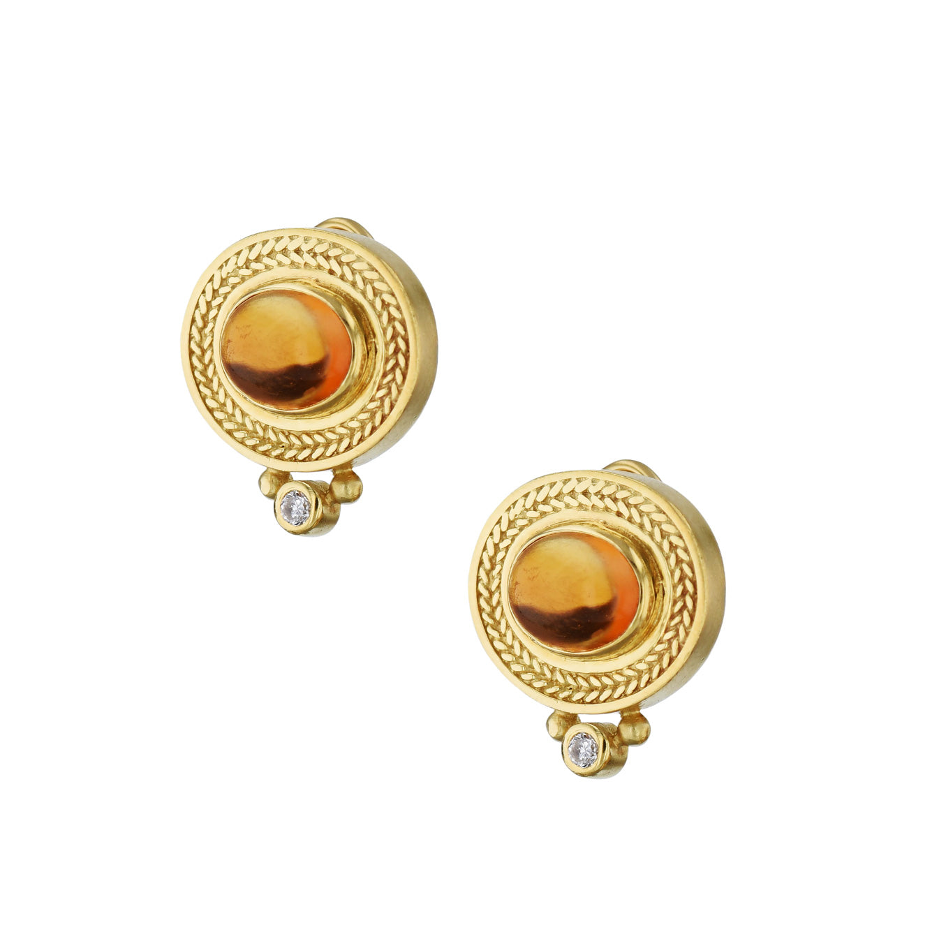 Seidengang Citrine Yellow Gold Diamond Estate Earrings Earrings Estate &amp; Vintage