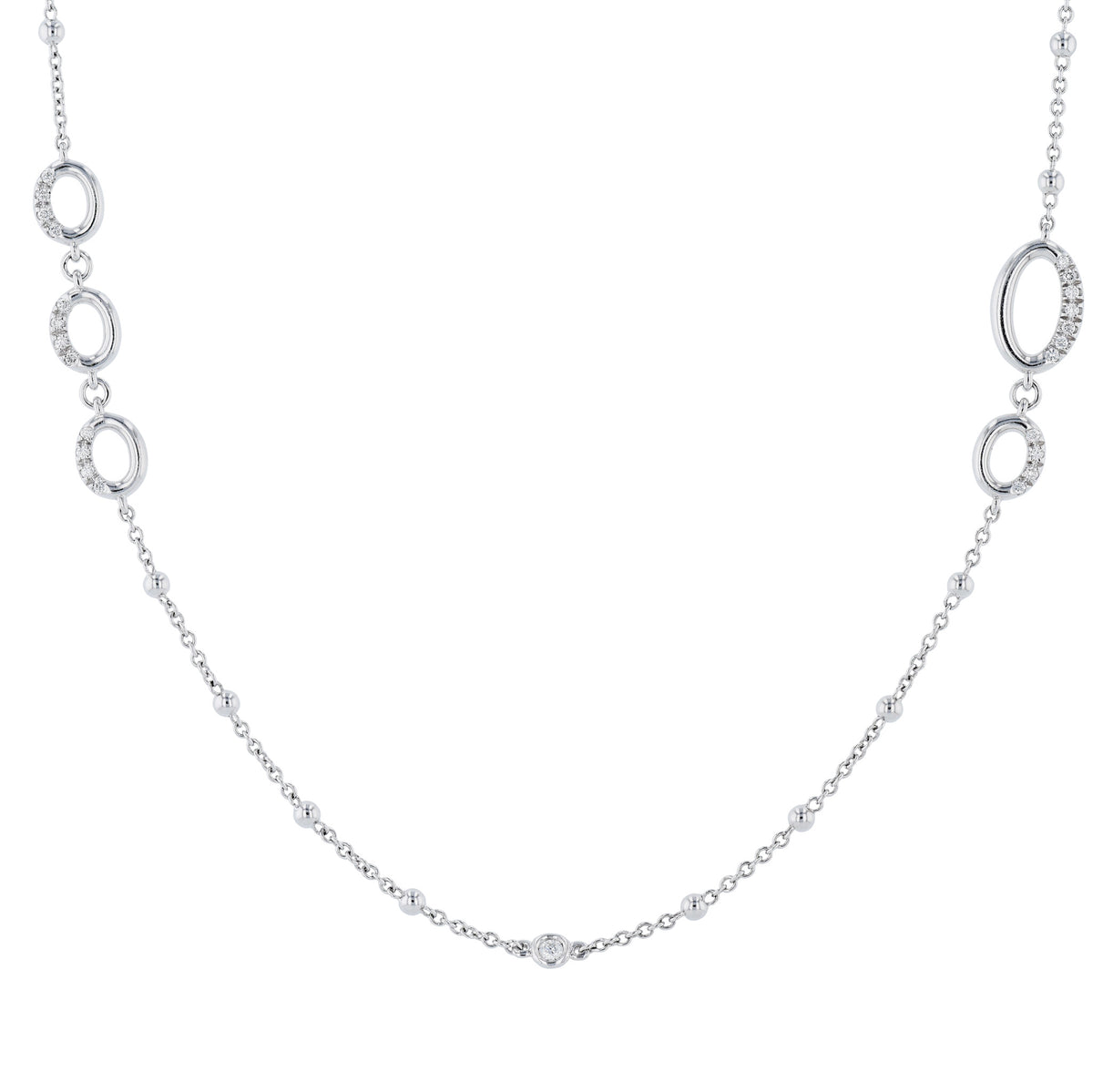 Bezel Set Diamond Pave White Gold Necklace Necklaces Curated by H