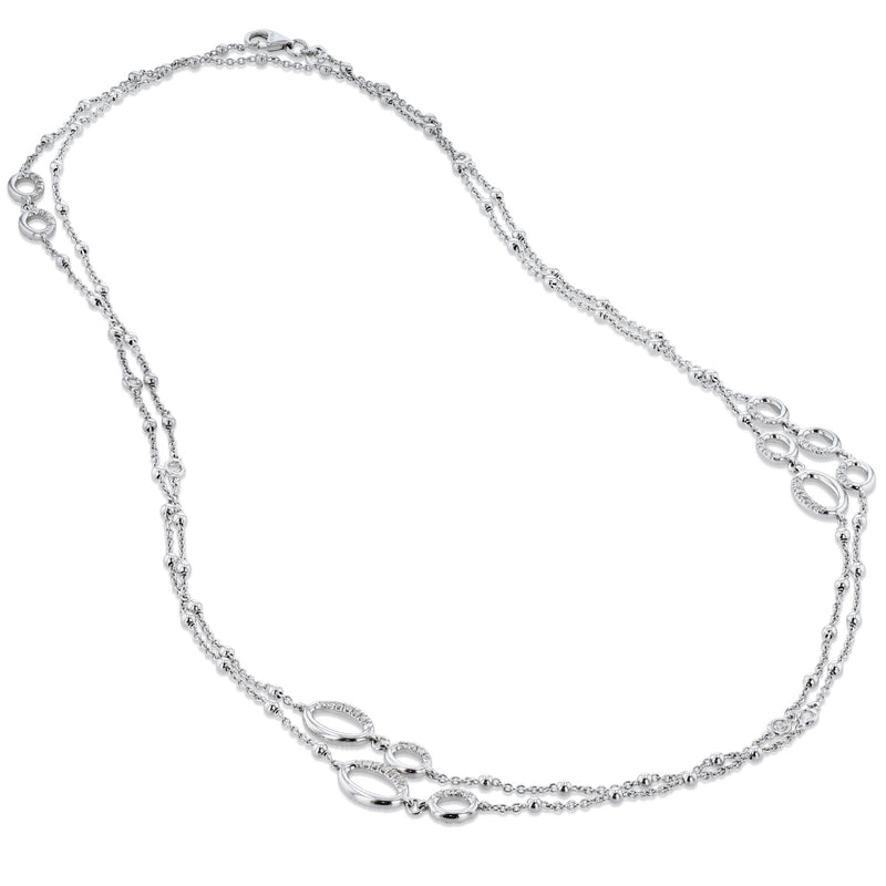 Bezel Set Diamond Pave White Gold Necklace Necklaces Curated by H