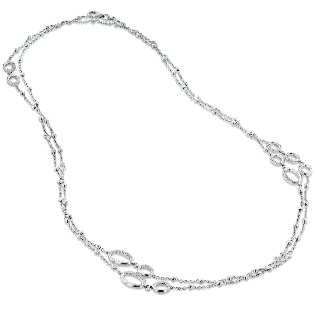 Bezel Set Diamond Pave White Gold Necklace - Alternate View 1