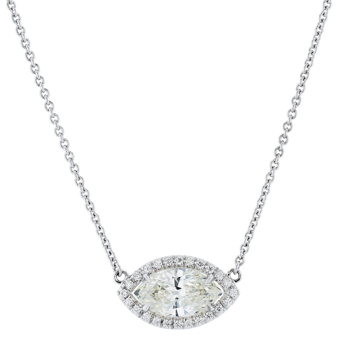 White Gold Diamond Pave Pendant Necklace Necklaces H&H Jewels