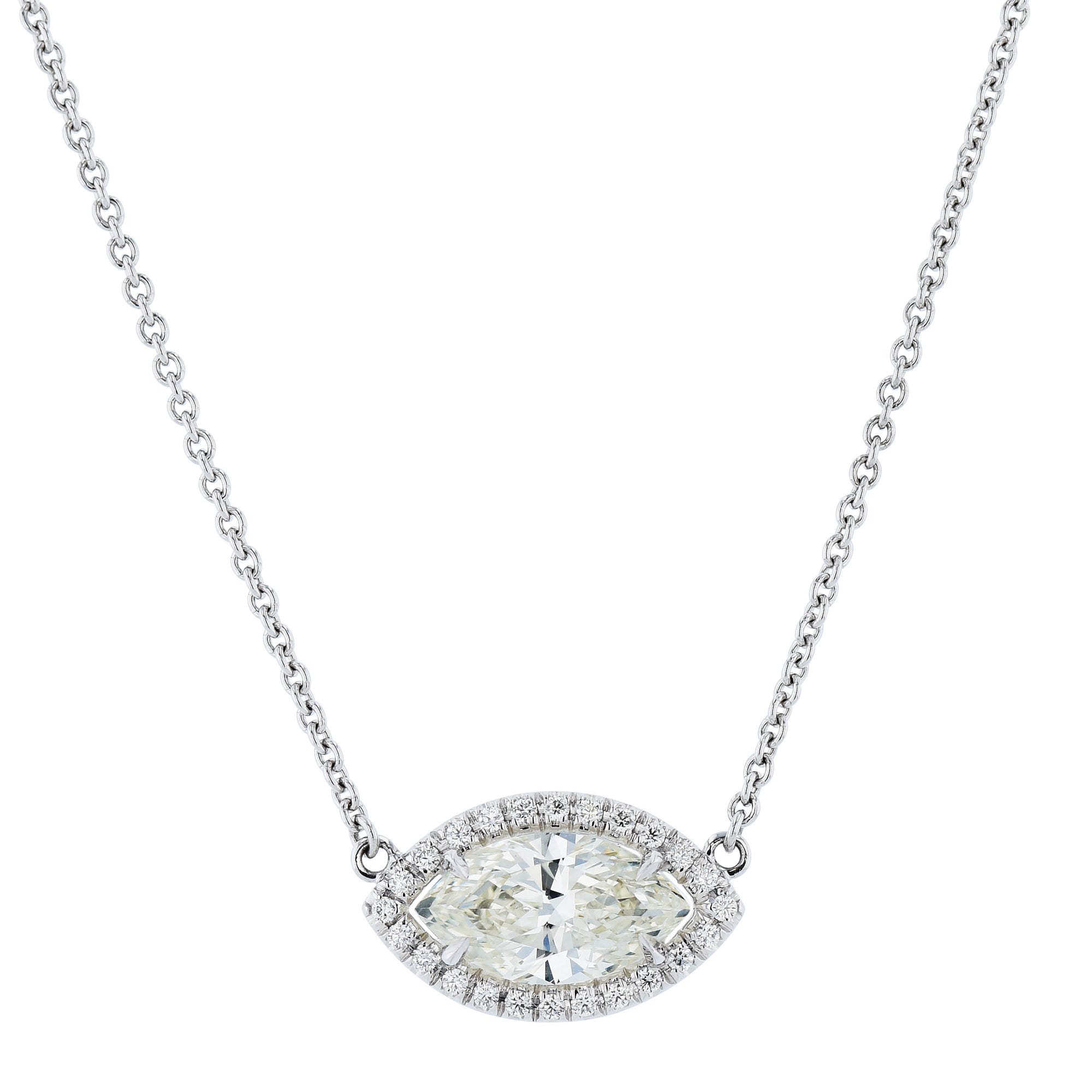 White Gold Diamond Pave Pendant Necklace Necklaces H&amp;H Jewels