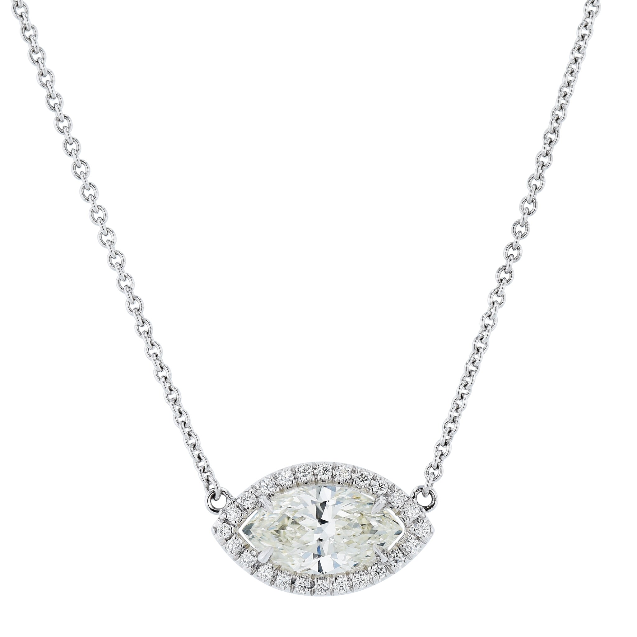 White Gold Diamond Pave Pendant Necklace Necklaces H&amp;H Jewels