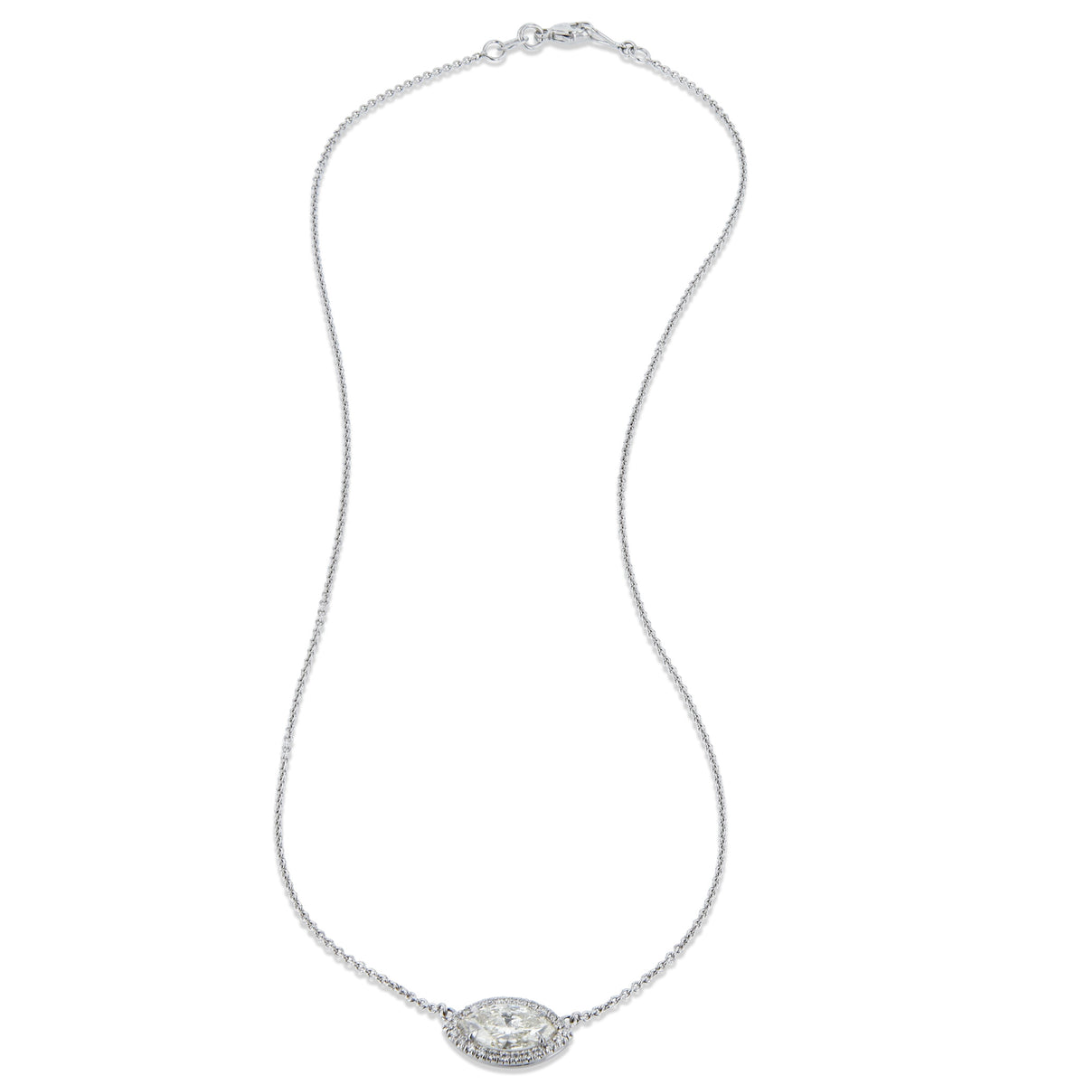 White Gold Diamond Pave Pendant Necklace - Alternate View 1