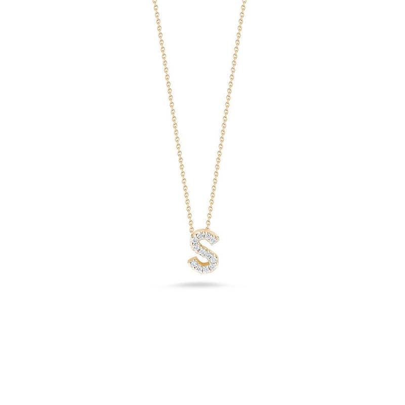 18kt Yellow Gold Tiny Treasures Diamond &quot;S&quot; Love Letter Pendant Necklaces Roberto Coin