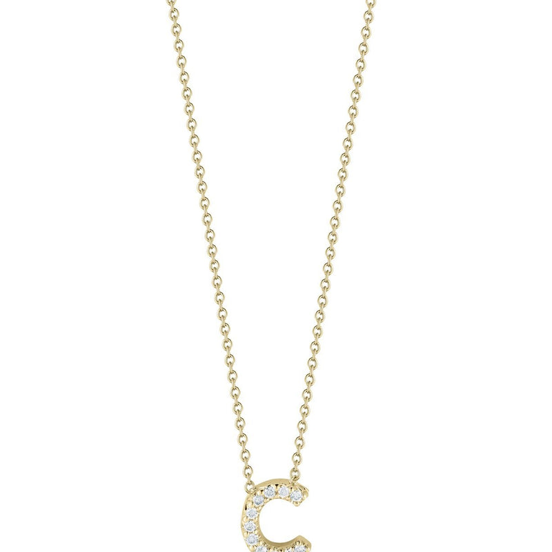 18K Yellow Gold Tiny Treasures Diamond Love Letter "C" Pendant Necklaces Roberto Coin