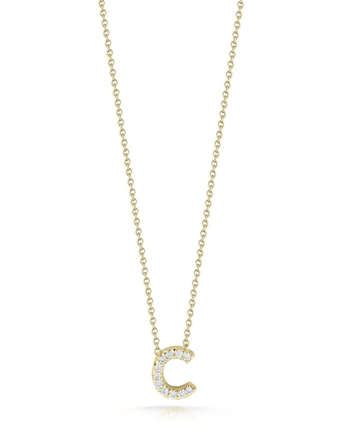 18K Yellow Gold Tiny Treasures Diamond Love Letter "C" Pendant Necklaces Roberto Coin