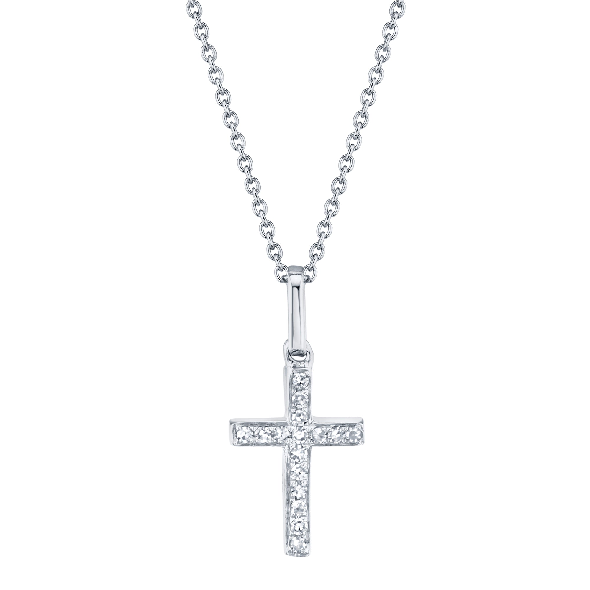 White Gold Diamond Cross Necklace Necklaces Shy Creation