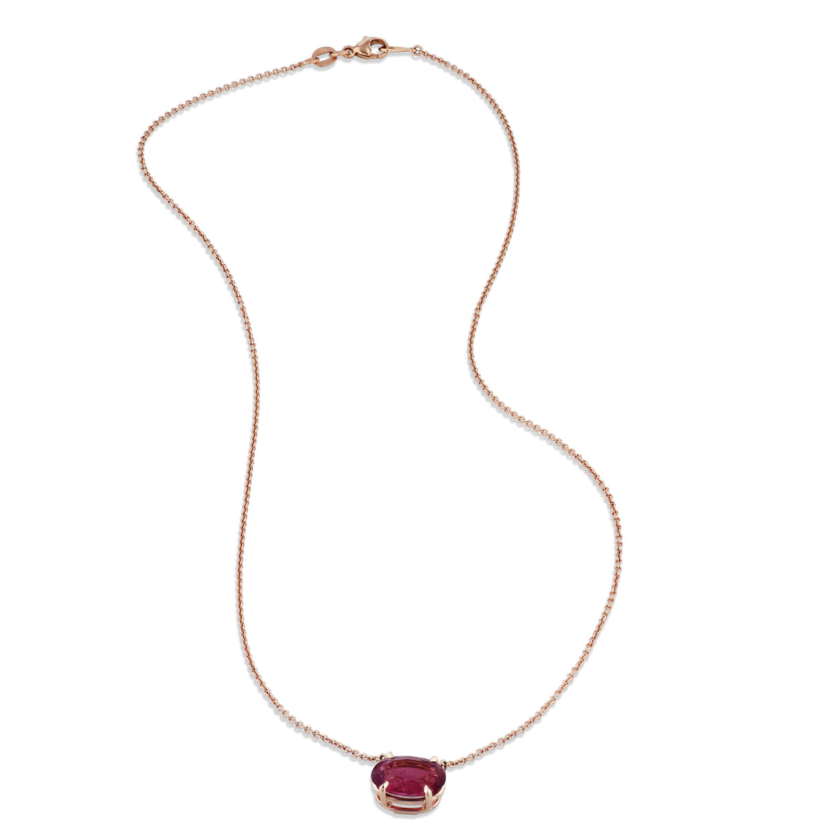 Pink Tourmaline Rose Gold Pendant Necklace - Alternate View 1