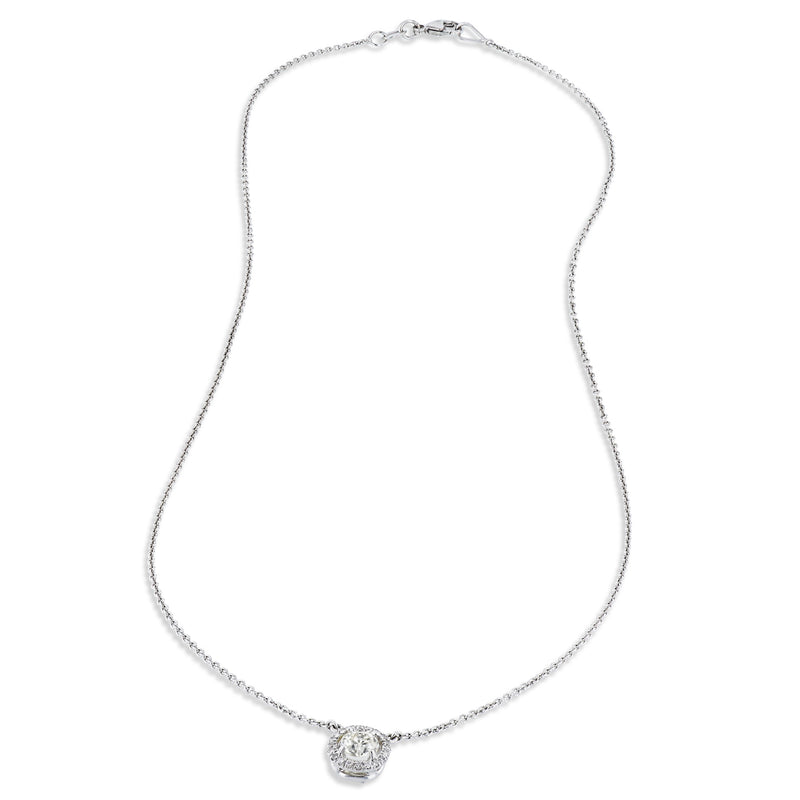 Old Mine Cut Round Diamond White Gold Pendant Necklace Necklaces H&H Jewels
