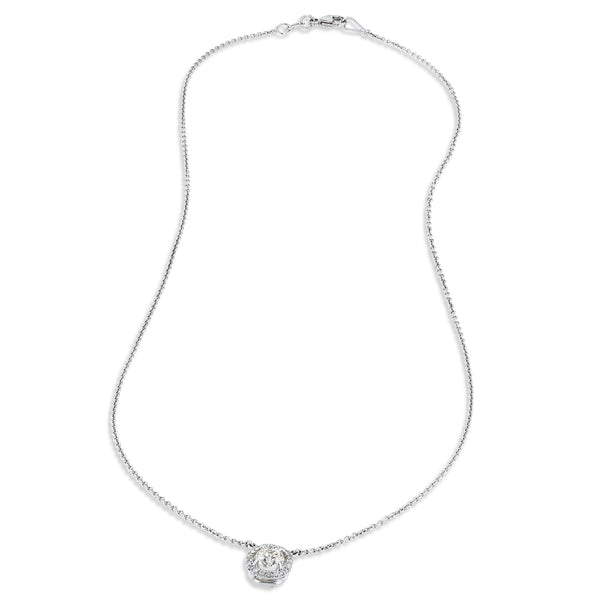 Old Mine Cut Round Diamond White Gold Pendant Necklace Necklaces H&H Jewels