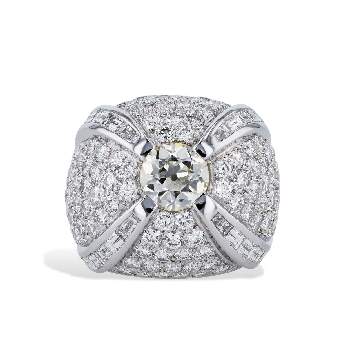 White gold French Hallmark Dome Ring Rings Estate & Vintage