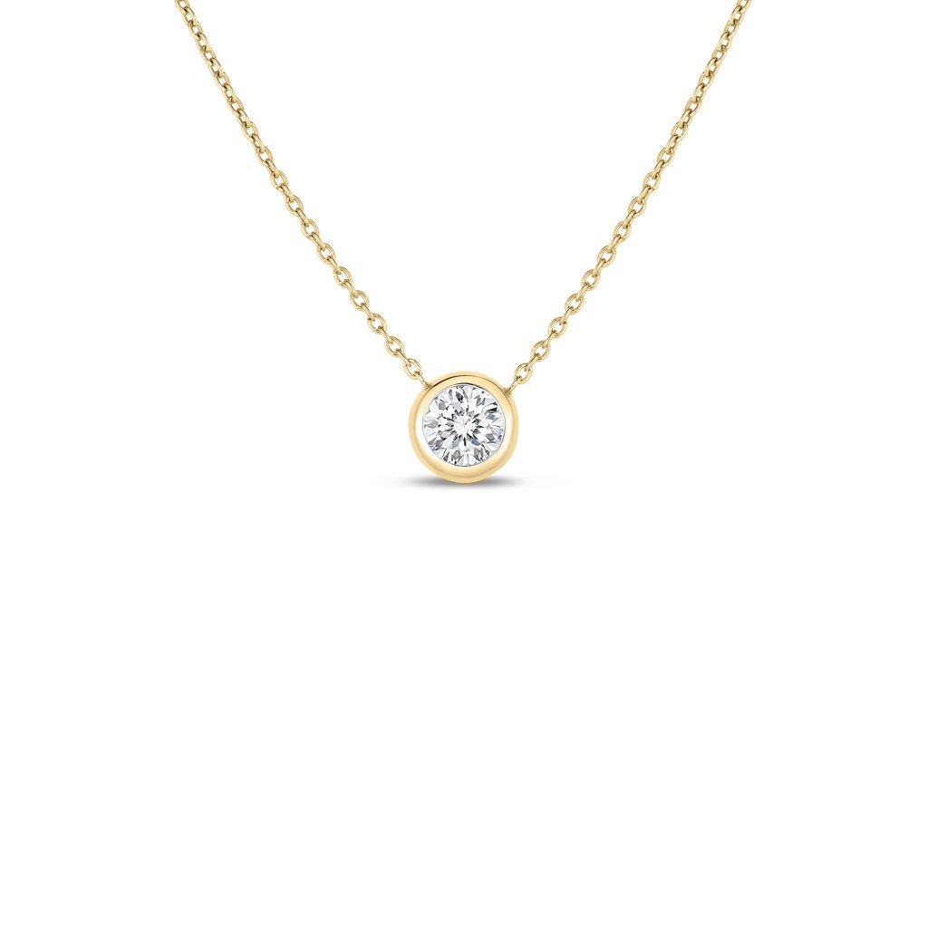 18kt Yellow Gold Bezel Set Solitaire Pendant Necklace Necklaces Roberto Coin