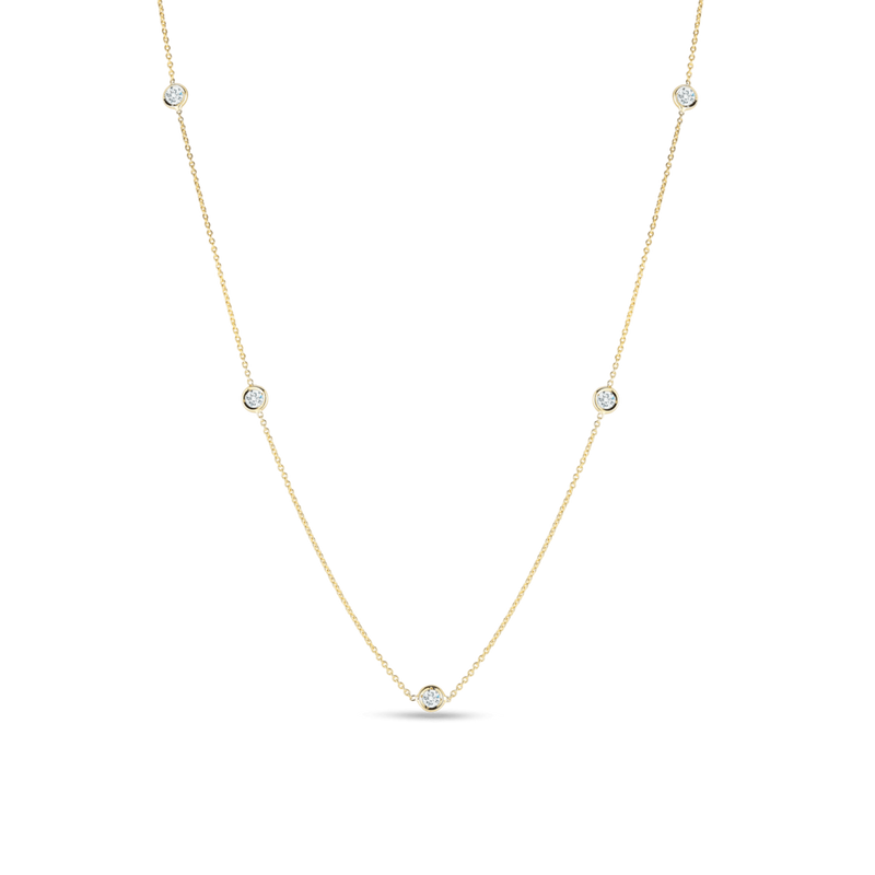 18K Yellow Gold 5 Station Diamonds by the Inch Necklace Necklaces Roberto Coin