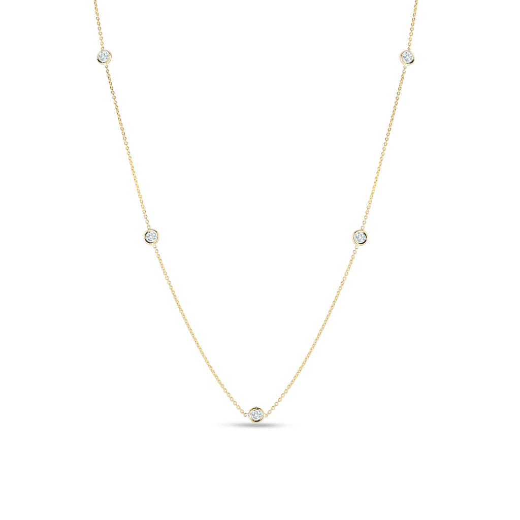 18K Yellow Gold 5 Station Diamonds by the Inch Necklace Necklaces Roberto Coin