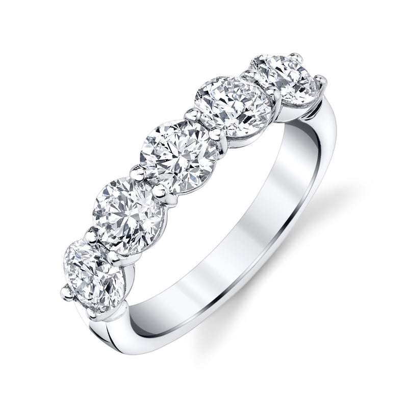 Round Diamond 5 Stone Platinum Band Rings H&H Jewels