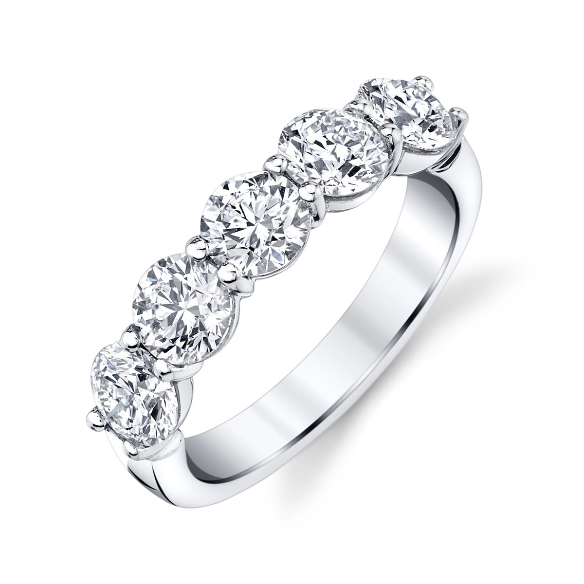 Round Diamond 5 Stone Platinum Band Rings H&H Jewels