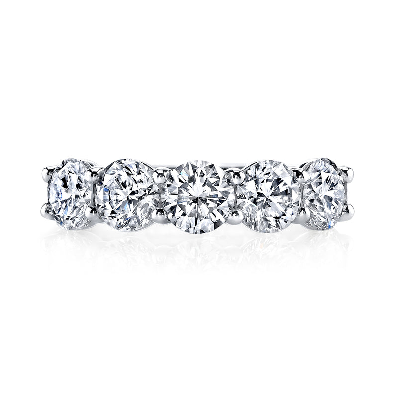 Round Diamond 5 Stone Platinum Band Rings H&H Jewels