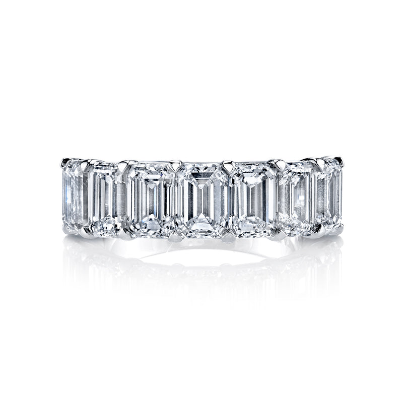 Emerald Cut Diamond 7 Stone Platinum Band Rings H&H Jewels