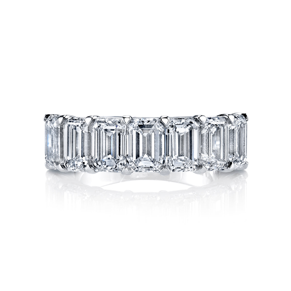 Emerald Cut Diamond 7 Stone Platinum Band Rings H&H Jewels