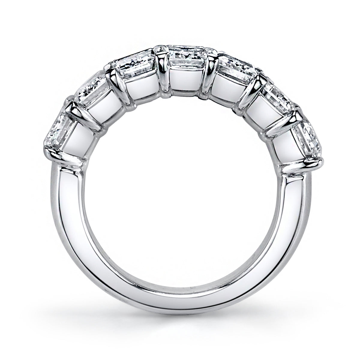 Emerald Cut Diamond 7 Stone Platinum Band - Alternate View 2