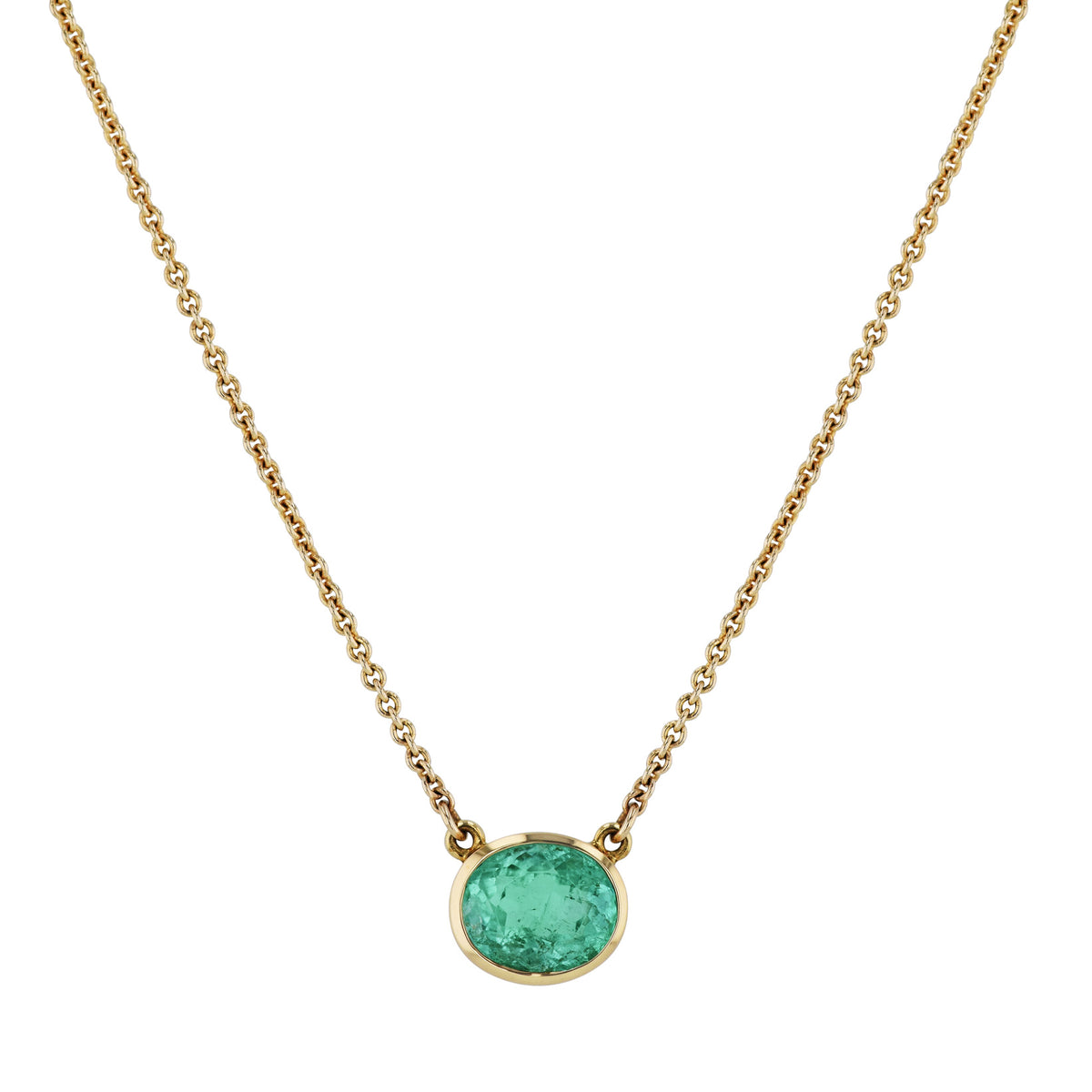 Colombian Emerald Yellow Gold Pendant Necklace Necklaces H&H Jewels