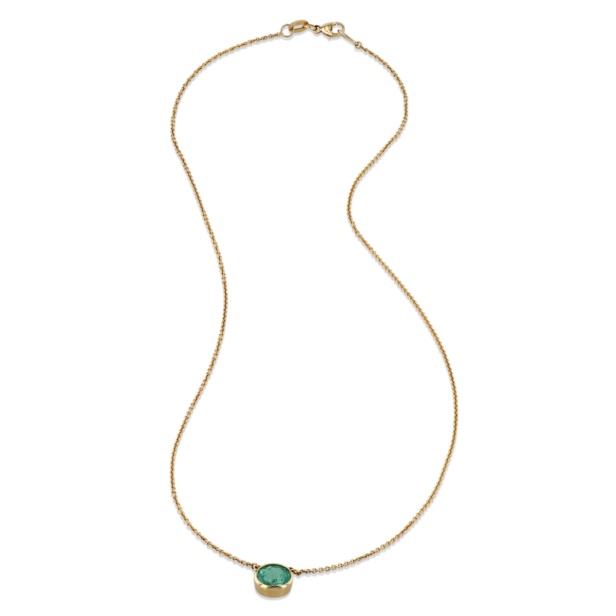 Colombian Emerald Yellow Gold Pendant Necklace - Alternate View 1