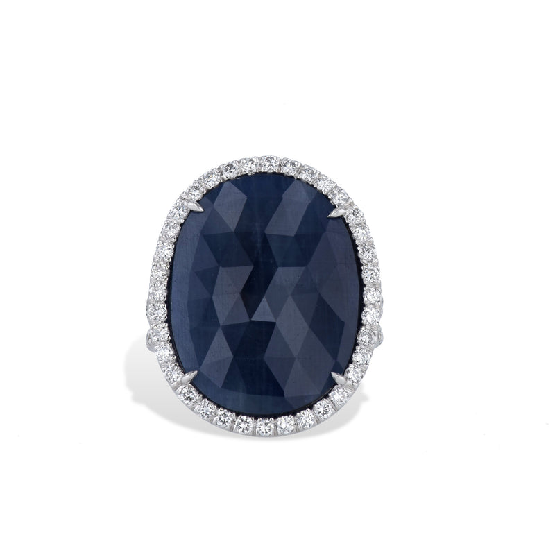 White Gold Sapphire Slice Pave Diamond Ring Rings H&H Jewels
