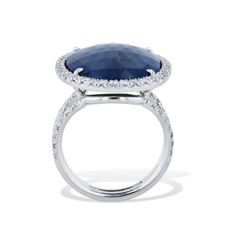 White Gold Sapphire Slice Pave Diamond Ring Rings H&H Jewels
