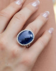 White Gold Sapphire Slice Pave Diamond Ring Rings H&H Jewels