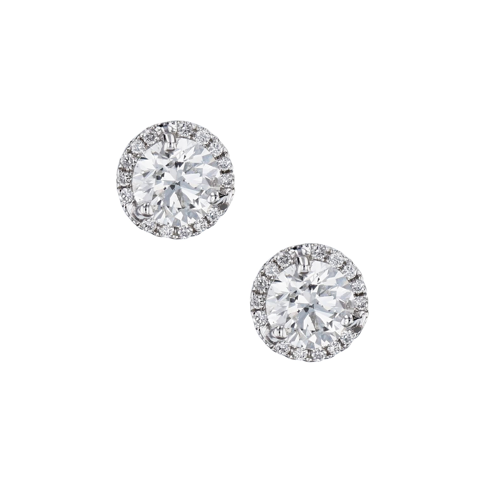 Round Diamond and Pave Stud Earrings Earrings H&amp;H Jewels