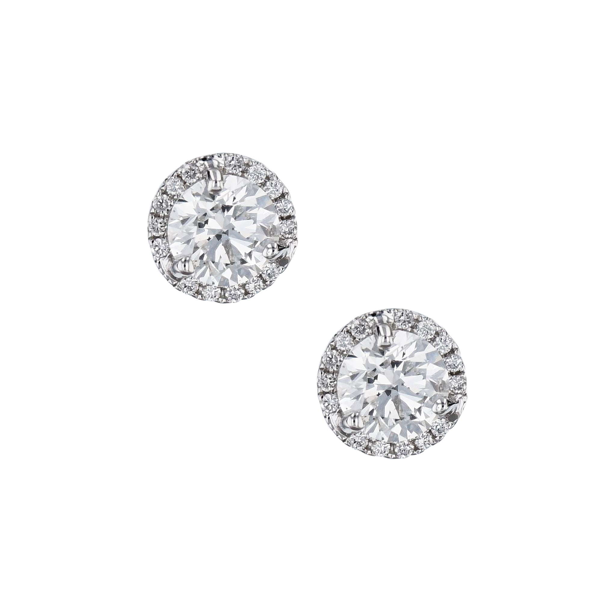Round Diamond and Pave Stud Earrings Earrings H&amp;H Jewels