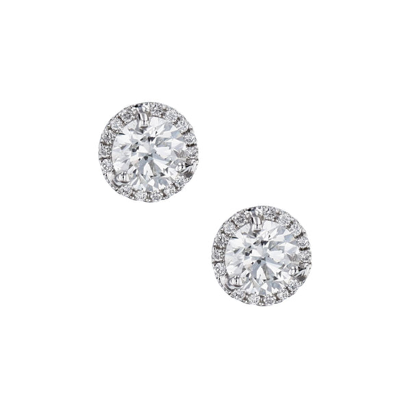 Round Diamond and Pave Stud Earrings Earrings H&H Jewels