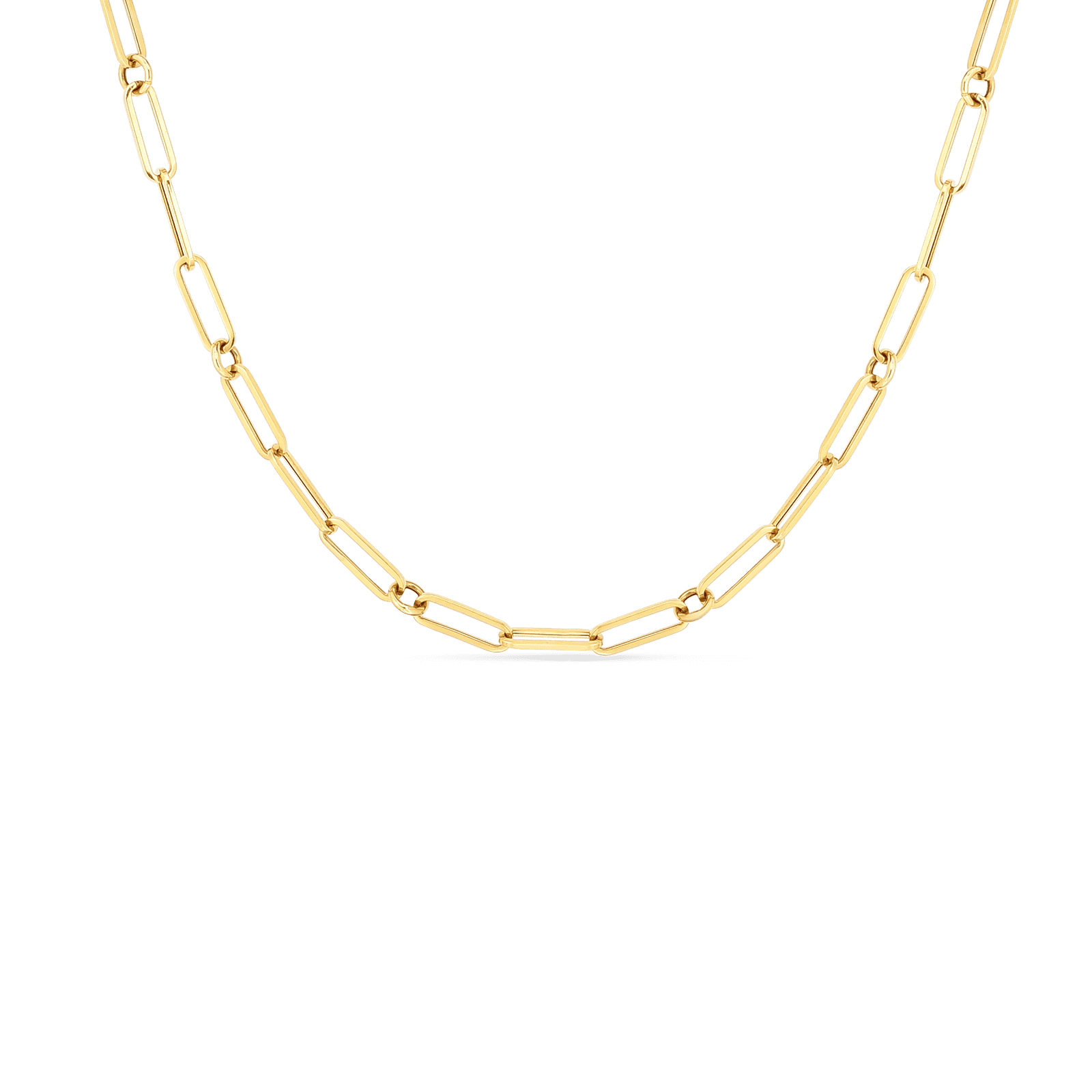 18k Yellow Designer Gold Paperclip and Round Chain Necklace Necklaces Roberto Coin