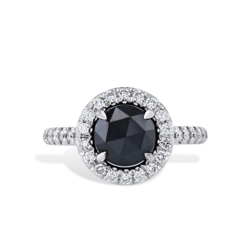 Black Diamond and Diamond Pave White Gold Ring Rings H&H Jewels